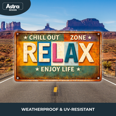 Blechschild 15x30cm – Relax Enjoy Life Chill Out Zone Retro Schild
