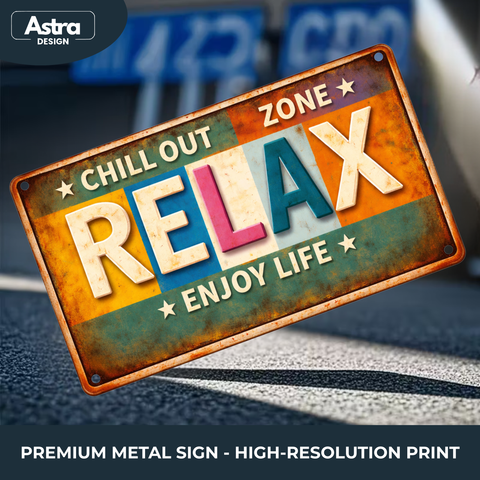 Blechschild 15x30cm – Relax Enjoy Life Chill Out Zone Retro Schild