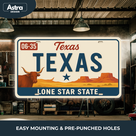 Blechschild 15x30cm – Texas Lone Star State Retro USA