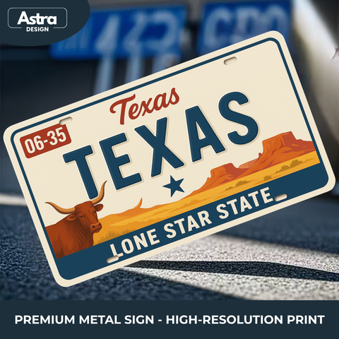 Blechschild 15x30cm – Texas Lone Star State Retro USA