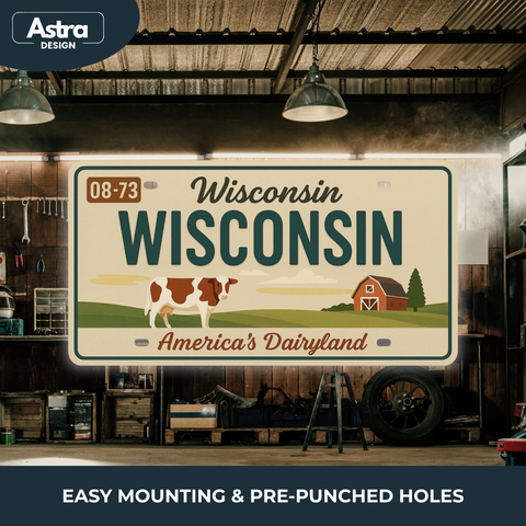 Blechschild 15x30cm – Wisconsin America’s Dairyland Retro USA
