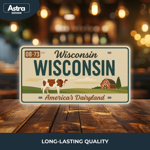 Blechschild 15x30cm – Wisconsin America’s Dairyland Retro USA