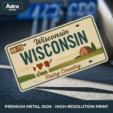 Blechschild 15x30cm – Wisconsin America’s Dairyland Retro USA