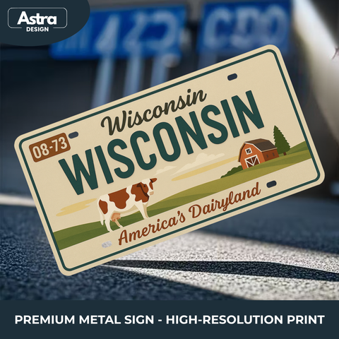Blechschild 15x30cm – Wisconsin America’s Dairyland Retro USA