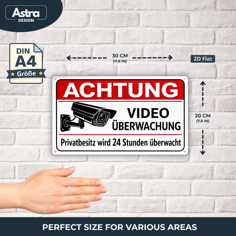Blechschild 20x30cm – Achtung Videoüberwachung Privatbesitz