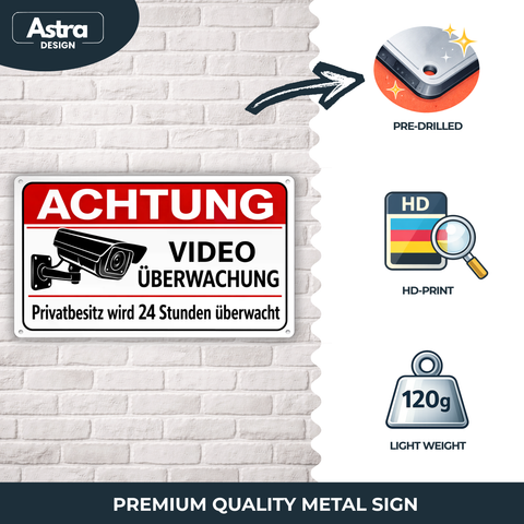 Blechschild 20x30cm – Achtung Videoüberwachung Privatbesitz