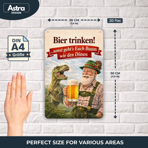 Blechschild 20x30cm – Bier trinken sonst geht’s Euch Buam Retro Spaß Deko