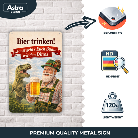 Blechschild 20x30cm – Bier trinken sonst geht’s Euch Buam Retro Spaß Deko