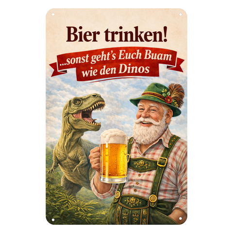 Blechschild 20x30cm – Bier trinken sonst geht’s Euch Buam Retro Spaß Deko