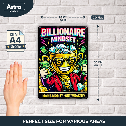 Blechschild 20x30cm – Billionaire Mindset Geld Motiv