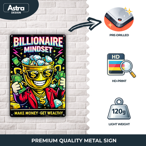 Blechschild 20x30cm – Billionaire Mindset Geld Motiv