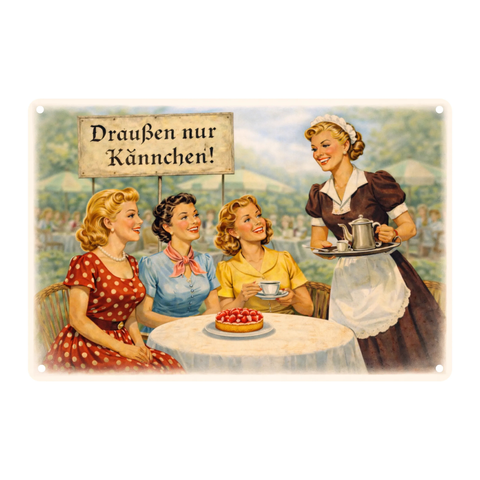 Blechschild 20x30cm – Draußen nur Kännchen Retro Kaffee