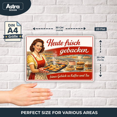 Blechschild 20x30cm – Heute frisch gebacken Retro Bäckerei Café Deko