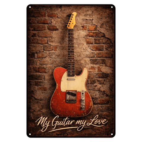 Blechschild 20x30cm – Gitarre Vintage Musik Motiv
