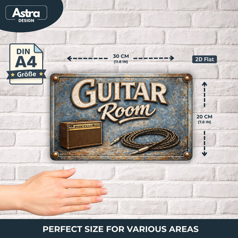 Blechschild 20x30cm – Guitar Room Musikzimmer Schild