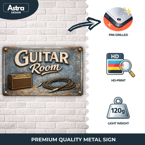 Blechschild 20x30cm – Guitar Room Musikzimmer Schild