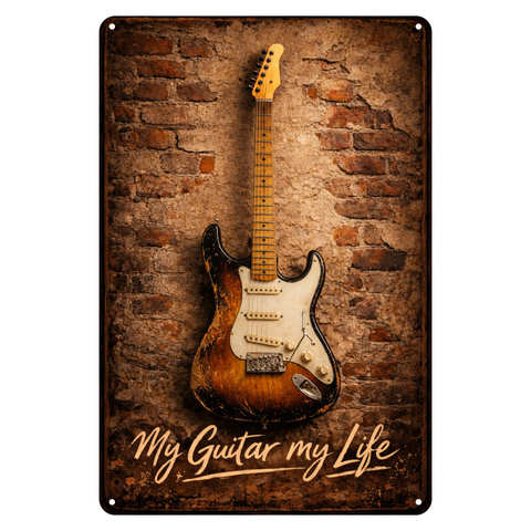 Blechschild 20x30cm – Gitarre Vintage Musik Motiv