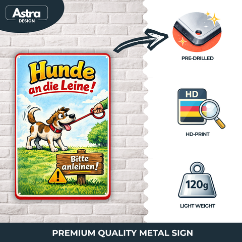 Blechschild 20x30cm – Hunde an die Leine Bitte anleinen Schild