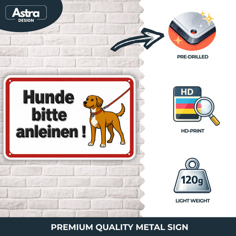 Blechschild 20x30cm – Hunde bitte anleinen Hinweis Schild