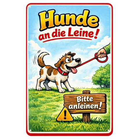 Blechschild 20x30cm – Hunde an die Leine Bitte anleinen Schild