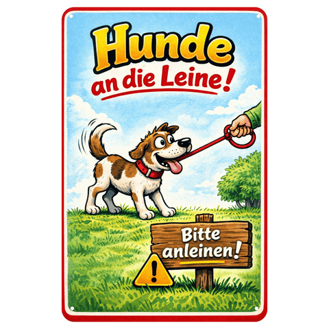 Blechschild 20x30cm – Hunde an die Leine Bitte anleinen Schild