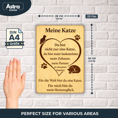 Blechschild 20x30cm – Meine Katze Spruch Herz Motiv