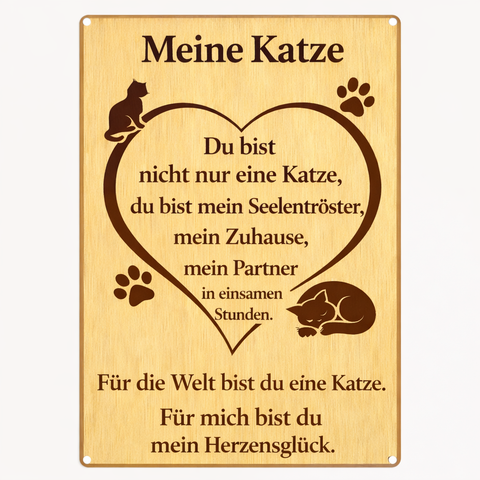 Blechschild 20x30cm – Meine Katze Spruch Herz Motiv