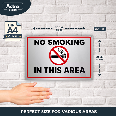 Blechschild 20x30cm – No Smoking in This Area Verbotsschild Metall