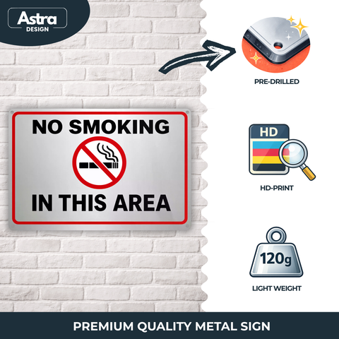 Blechschild 20x30cm – No Smoking in This Area Verbotsschild Metall