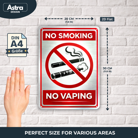 Blechschild 20x30cm – No Smoking No Vaping Verbotsschild Metall