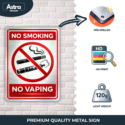 Blechschild 20x30cm – No Smoking No Vaping Verbotsschild Metall