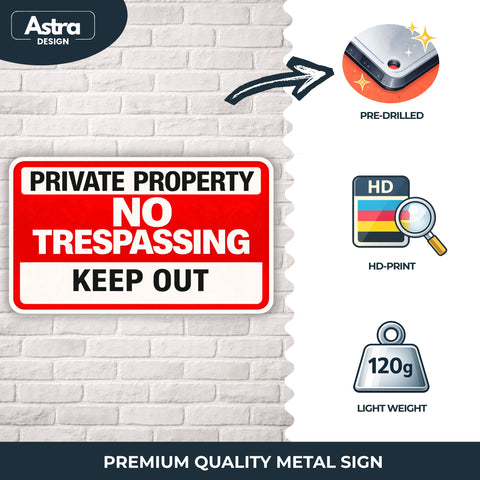 Blechschild 20x30cm – Private Property No Trespassing Keep Out Schild