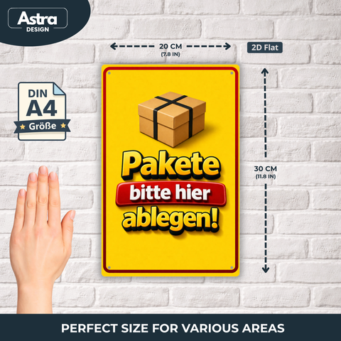 Blechschild 20x30cm – Pakete bitte hier ablegen Paket Ablage Hinweis