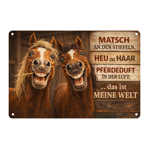 Blechschild 20x30cm – Matsch an den Stiefeln Pferdeliebe Spruch