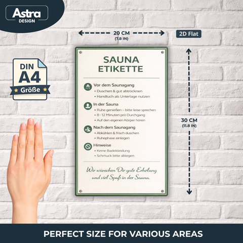 Blechschild 20x30cm – Sauna Etikette Regeln Wellness Hinweis Schild