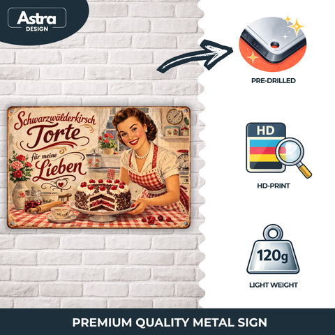 Blechschild 20x30cm – Schwarzwälder Kirschtorte Retro Küche Vintage Deko