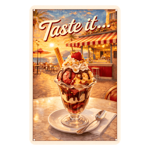Blechschild 20x30cm – Taste it Ice Cream Retro Eisdiele Sommer Deko