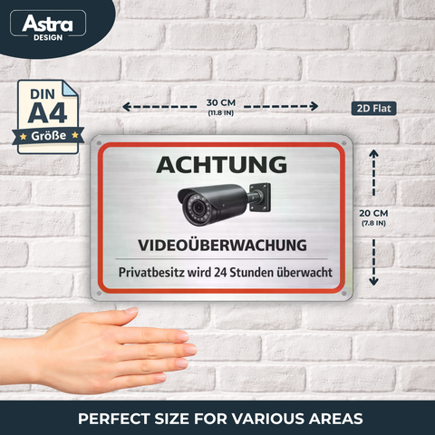 Blechschild 20x30cm – Achtung Videoüberwachung Privatbesitz