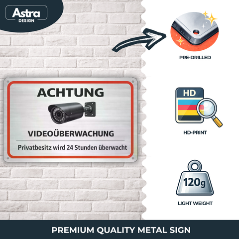 Blechschild 20x30cm – Achtung Videoüberwachung Privatbesitz