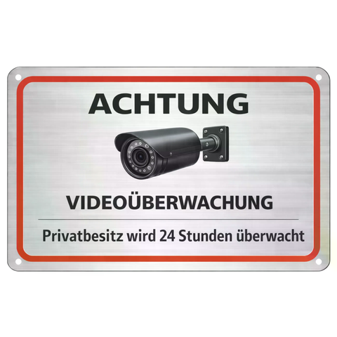 Blechschild 20x30cm – Achtung Videoüberwachung Privatbesitz