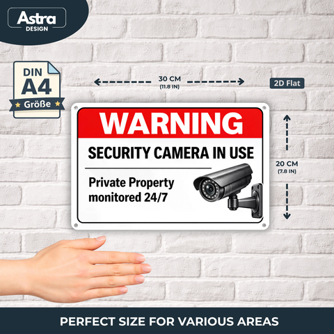 Blechschild 20x30cm – Warning Security Camera Privatgrundstück Englisch