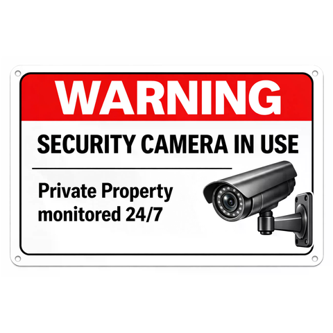 Blechschild 20x30cm – Warning Security Camera Privatgrundstück Englisch