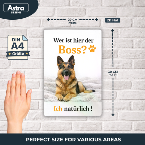 Blechschild 20x30cm – Hund Boss Spruch Motiv