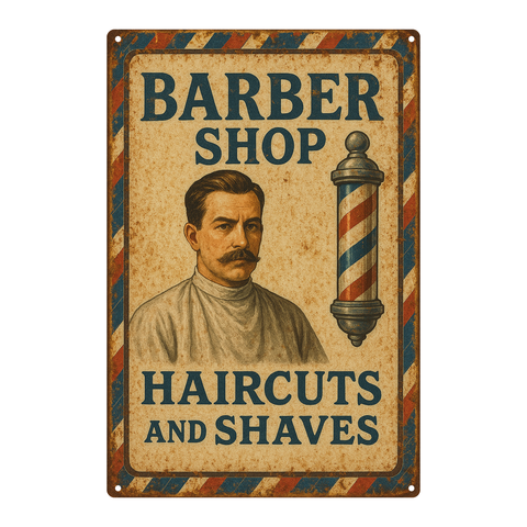 Blechschild Barber Shop
