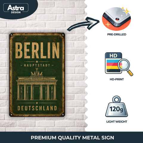Blechschild 20x30cm – Berlin Hauptstadt Deutschland Brandenburger Tor Schild
