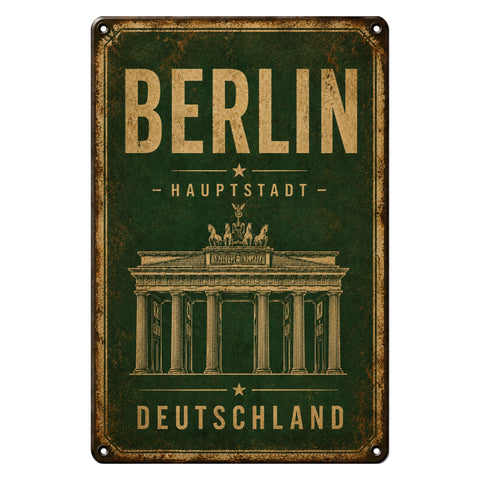 Blechschild 20x30cm – Berlin Hauptstadt Deutschland Brandenburger Tor Schild