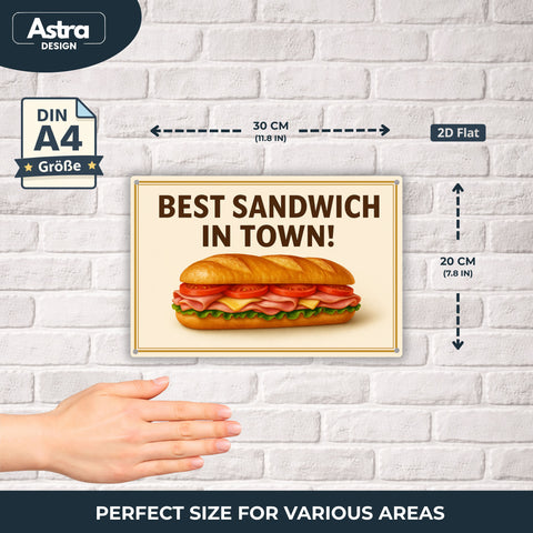Blechschild 20x30cm – Best Sandwich in Town Food Motiv