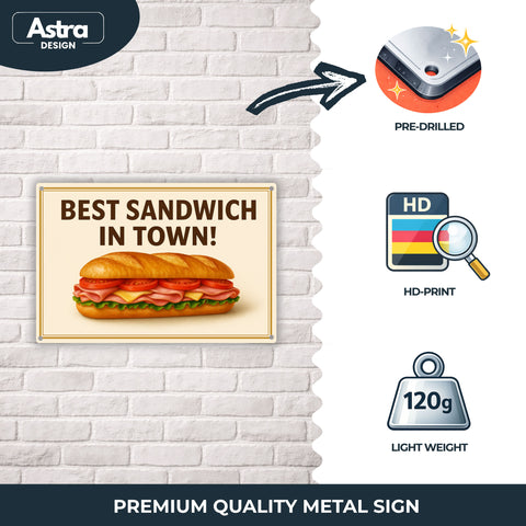 Blechschild 20x30cm – Best Sandwich in Town Food Motiv