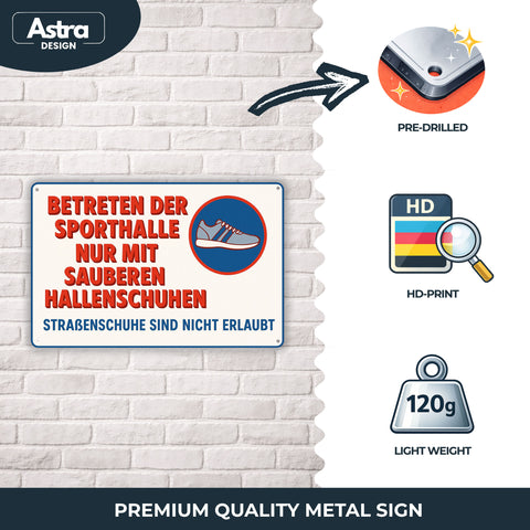 Betreten der Sporthalle Blechschild - 20x30cm