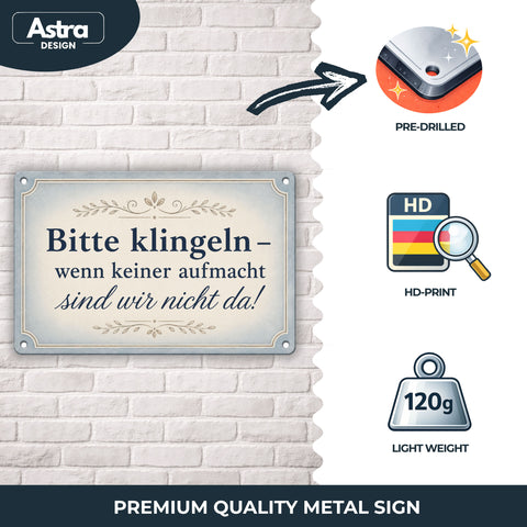 Blechschild 20x30cm – Bitte klingeln wenn keiner aufmacht sind wir nicht da